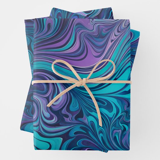 Farbenfrohe Psychedelia Art Wrapping Paper Sheets Geschenkpapier Set