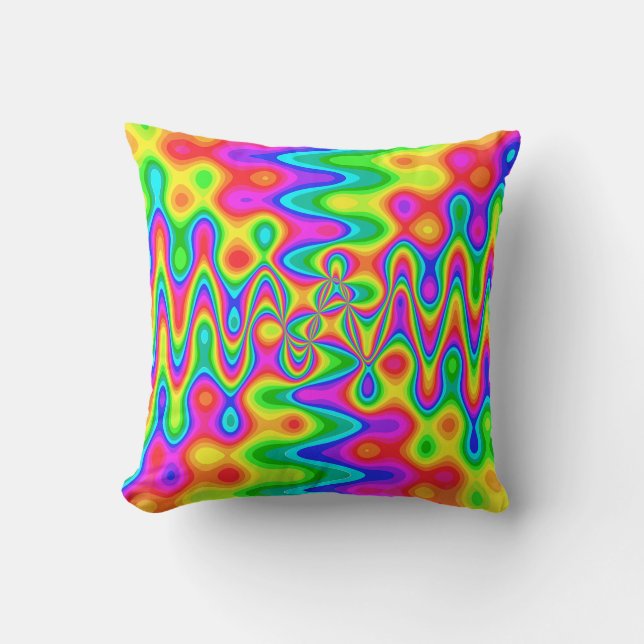 Farbenfrohe Psychedelic Art Throw Kissen (Vorderseite)