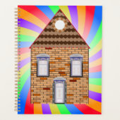Farbenfrohe Psychedelic Brick House Rainbow Design Planer (Vorderseite)