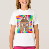 Farbenfrohe Psychedelic Brick House Rainbow Design T-Shirt (Vorderseite)