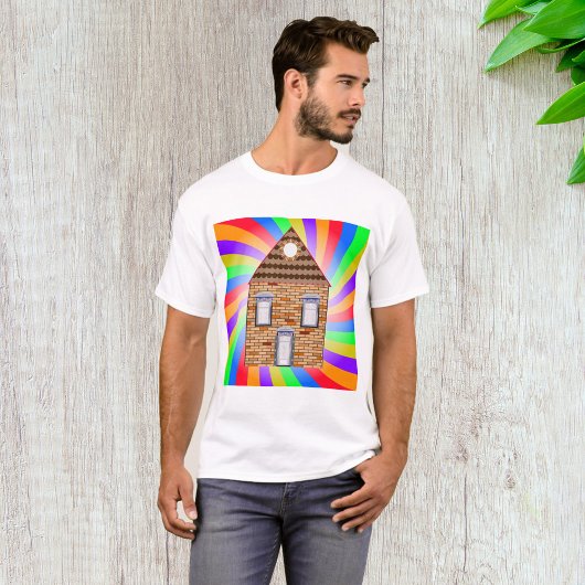 Farbenfrohe Psychedelic Brick House Rainbow Design T-Shirt