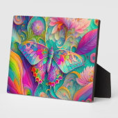 Farbenfrohe Psychedelic Butterfly und Blume Fotoplatte (Seite)