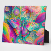 Farbenfrohe Psychedelic Butterfly und Blume Fotoplatte (Seite)