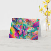 Farbenfrohe Psychedelic Butterfly und Blume Karte (Gelbe Blume)