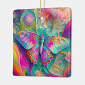 Farbenfrohe Psychedelic Butterfly und Blume Keramikornament (Links)