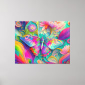 Farbenfrohe Psychedelic Butterfly und Blume Leinwanddruck (Vorderseite)