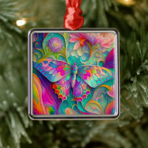 Farbenfrohe Psychedelic Butterfly und Blume