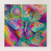 Farbenfrohe Psychedelic Butterfly und Blume Puzzle (Vertikal)