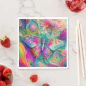 Farbenfrohe Psychedelic Butterfly und Blume Serviette (Beispiel)
