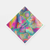Farbenfrohe Psychedelic Butterfly und Blume Serviette (Ecke)