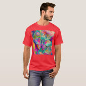 Farbenfrohe Psychedelic Butterfly und Blume T-Shirt (Vorne ganz)