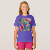 Farbenfrohe Psychedelic Butterfly und Blume T-Shirt (Vorne ganz)