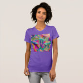 Farbenfrohe Psychedelic Butterfly und Blume T-Shirt (Vorne ganz)