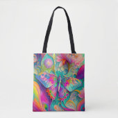 Farbenfrohe Psychedelic Butterfly und Blume Tasche (Vorderseite)