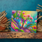 Farbenfrohe Psychedelic Butterfly und Wildblumen Fotoplatte (Seite)