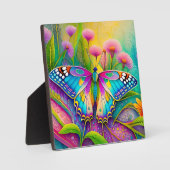 Farbenfrohe Psychedelic Butterfly und Wildblumen Fotoplatte (Vorderseite)
