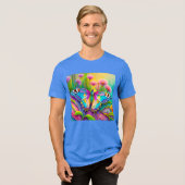 Farbenfrohe Psychedelic Butterfly und Wildblumen Tri-Blend Shirt (Vorderseite voll)