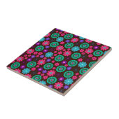 Farbenfrohe Psychedelic Funky Blume Pattern Fliese (Seite)