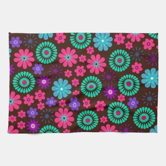 Farbenfrohe Psychedelic Funky Blume Pattern Handtuch (Horizontal)