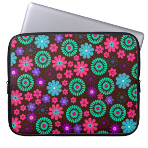 Farbenfrohe Psychedelic Funky Blume Pattern Laptopschutzhülle
