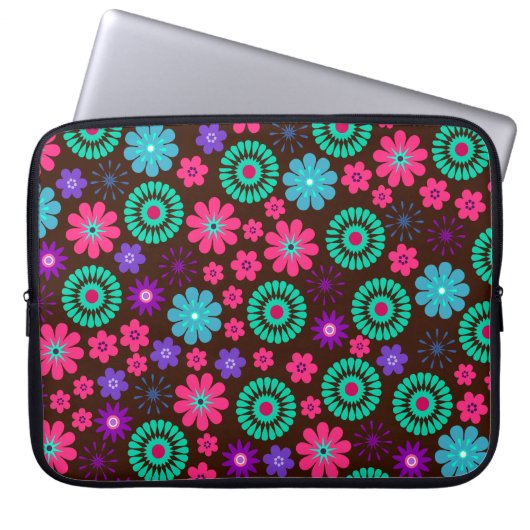 Farbenfrohe Psychedelic Funky Blume Pattern Laptopschutzhülle (Vorderseite)