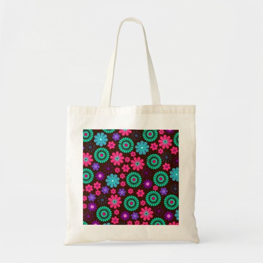 Farbenfrohe Psychedelic Funky Blume Pattern Tragetasche (Vorne)