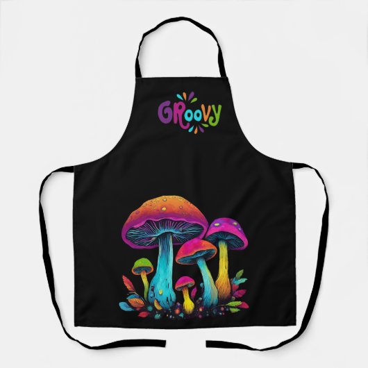 Farbenfrohe Psychedelic Groovy Mushrooms- Schürze (Vorderseite)