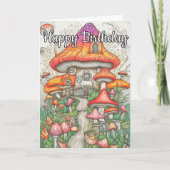 Farbenfrohe Psychedelic Mushroom Forest Art Karte (Vorderseite)