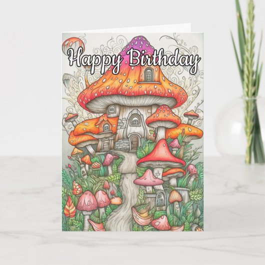 Farbenfrohe Psychedelic Mushroom Forest Art Karte (Vorderseite)