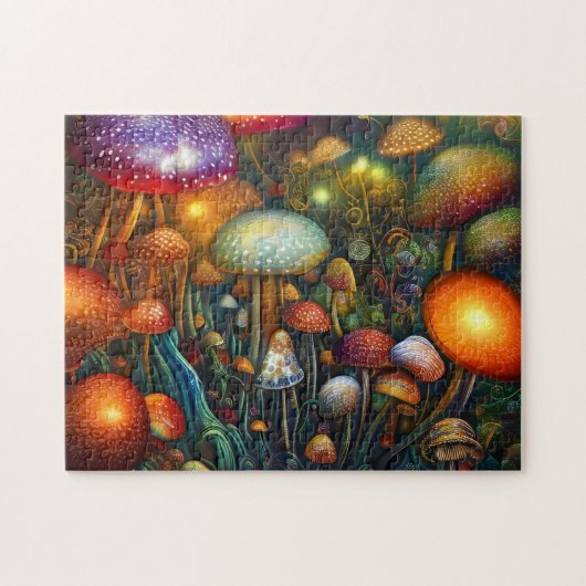 Farbenfrohe Psychedelic Mushroom Forest Puzzle (Horizontal)