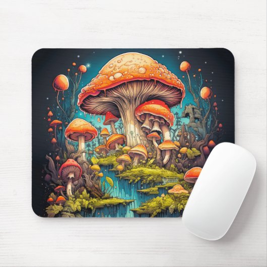 Farbenfrohe Psychedelic Mushroom-Illustration Mousepad (Mit Mouse)