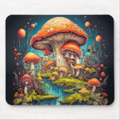 Farbenfrohe Psychedelic Mushroom-Illustration Mousepad (Vorne)