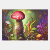 Farbenfrohe Psychedelic Mushroom Mystical Forest Geschenkpapier Set (Vorderseite 3)