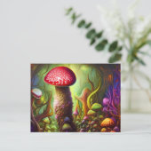 Farbenfrohe Psychedelic Mushroom Mystical Forest Postkarte (Stehend Vorderseite)