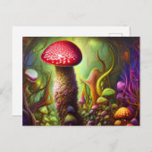 Farbenfrohe Psychedelic Mushroom Mystical Forest Postkarte (Vorne/Hinten)