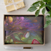 Farbenfrohe Psychedelic Mushroom Mystical Forest Seidenpapier (Geschenk)