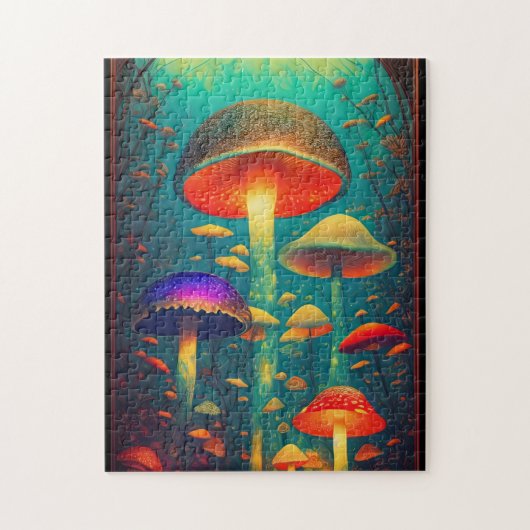 Farbenfrohe Psychedelic Mushrooms Fantasy World Puzzle (Vertikal)