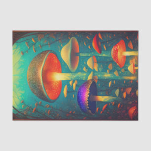 Farbenfrohe Psychedelic Mushrooms Fantasy World Seidenpapier