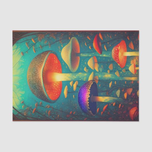 Farbenfrohe Psychedelic Mushrooms Fantasy World Seidenpapier (Vorderseite)