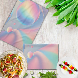 Farbenfrohe Psychedelic Pink Aquamarine Pastelbläs Geschirrtuch