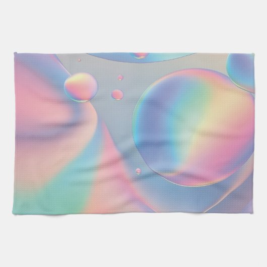 Farbenfrohe Psychedelic Pink Aquamarine Pastelbläs Geschirrtuch (Horizontal)