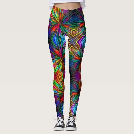 Farbenfrohe Psychedelic Print Leggings (Vorderseite)