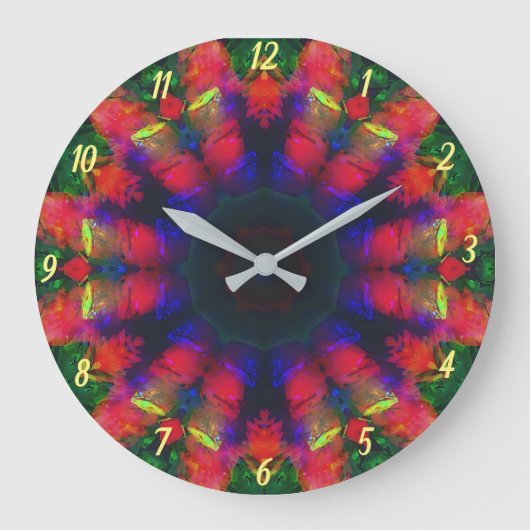 Farbenfrohe Psychedelic Retro Boho Wall Clock Große Wanduhr (Vorderseite)