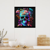 Farbenfrohe Psychedelic Skull Beängstigend Poster (Küche)