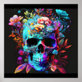 Farbenfrohe Psychedelic Skull Beängstigend Poster (Vorne)