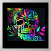 Farbenfrohe Psychedelic Skull Beängstigend Poster (Vorne)