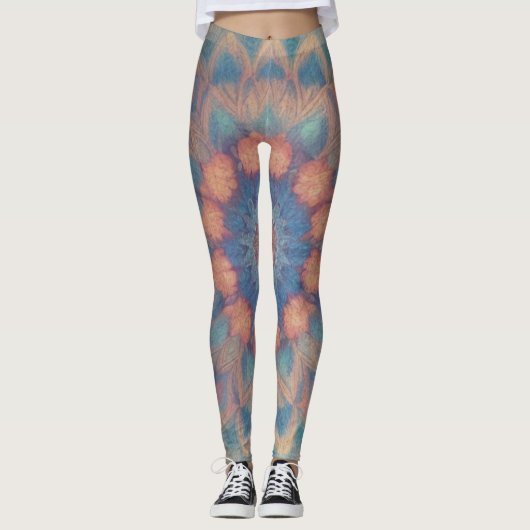 Farbenfrohe Psychedelik Kaleidoskopie Symmetrisch Leggings (Vorderseite)