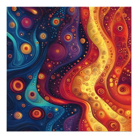 Farbenfrohe psychedelische Abstrakte Kunst Fotodruck (Vorne)