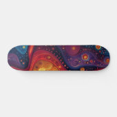 Farbenfrohe psychedelische Abstrakte Kunst Skateboard (Horizontal)