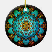 Farbenfrohe psychedelische abstrakte Muster Keramik Ornament (Hinten)